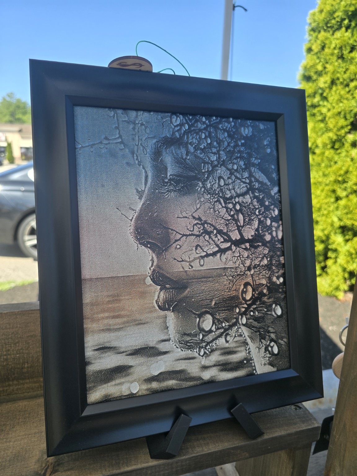 Framed laser-engraved artwork