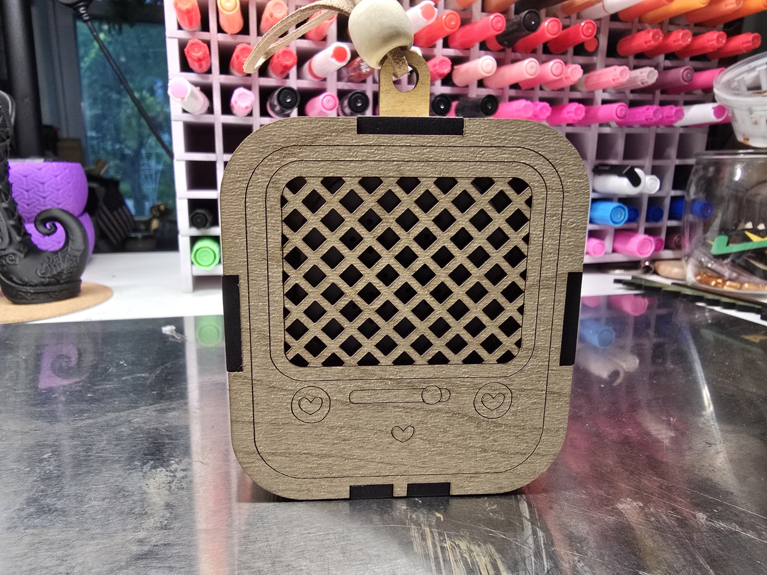 Voice-recording keepsake ornament in the 603SparkedTimber workshop
